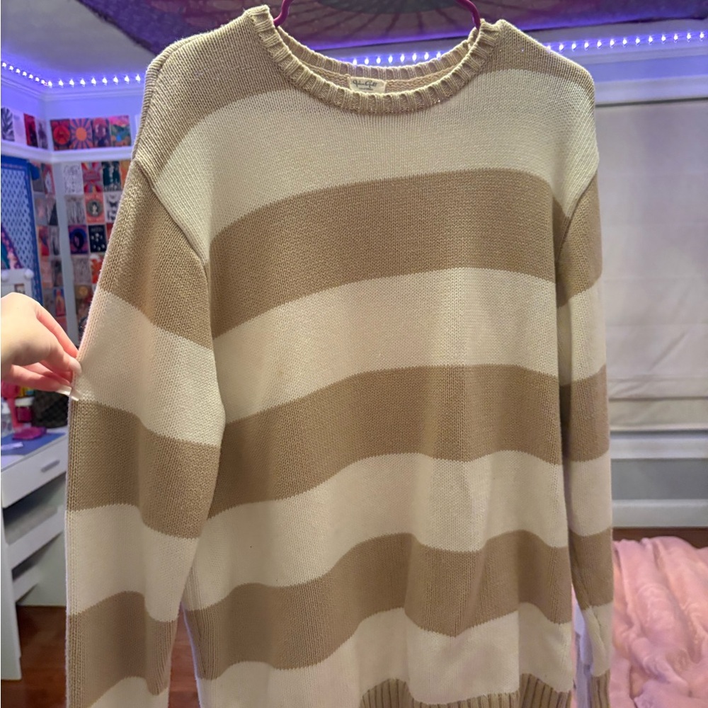 John galt Striped Tan and Cream women’s Sweater